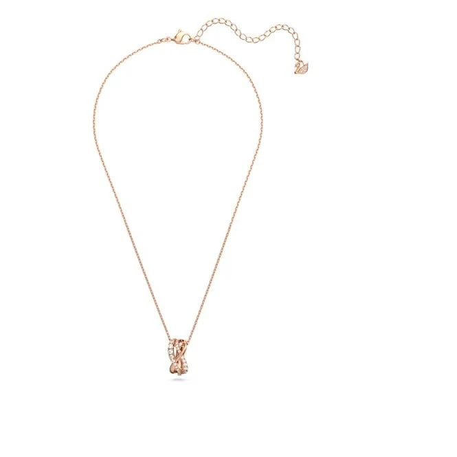 Hyperbola Pendant Necklace with White Crystal in Rose Gold - Image 2