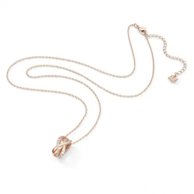 Hyperbola Pendant Necklace with White Crystal in Rose Gold - Image 3