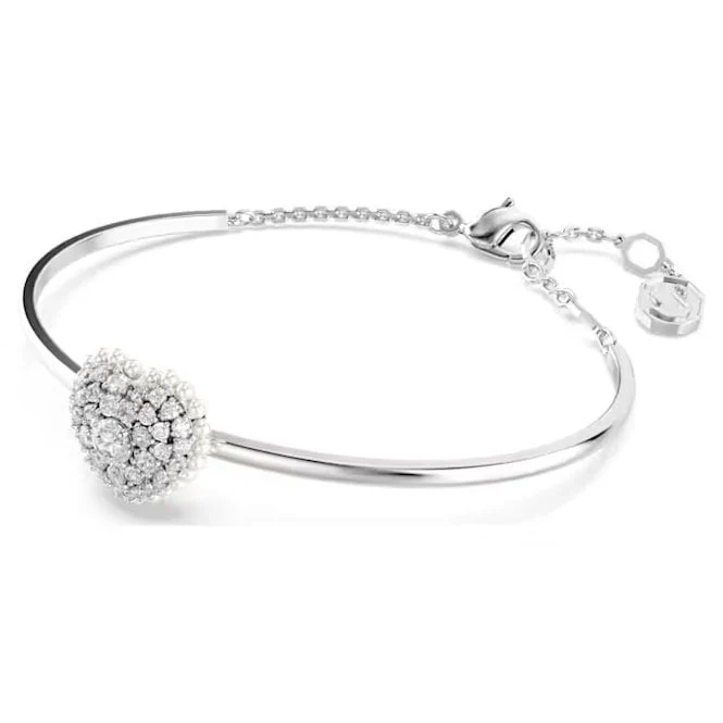 Idyllia Heart Bangle with White Crystal in Rhodium Silver - Image 2