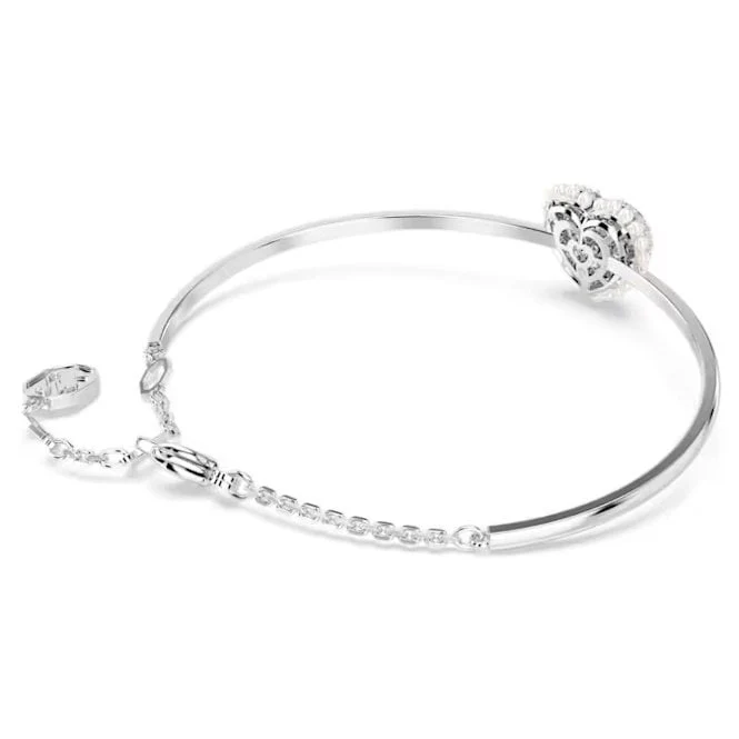 Idyllia Heart Bangle with White Crystal in Rhodium Silver - Image 3