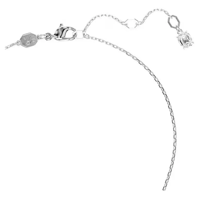 Idyllia Heart Pendant Necklace with White Crystal in Rhodium Silver - Image 3