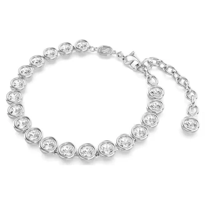 Imber Tennis Bracelet with Round-Cut White Crystal in Rhodium Silver - Image 2