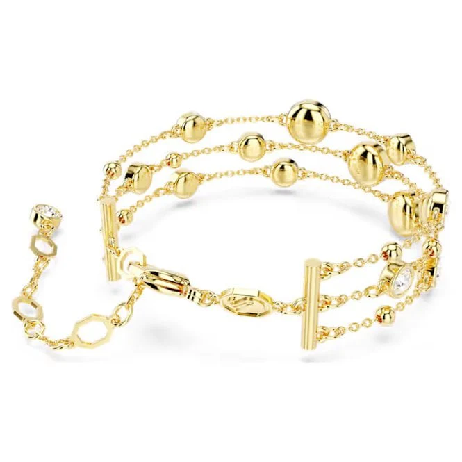 Imber Wide Bracelet with Round-Cut White Crystal in Gold - Image 3