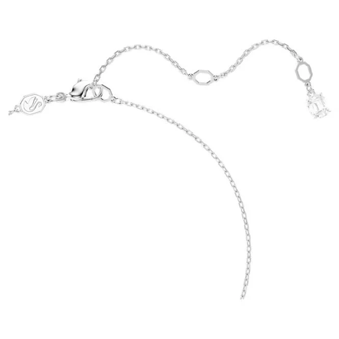 Matrix Pearl Pendant Necklace with Round-Cut White Crystal in Rhodium Silver - Image 3