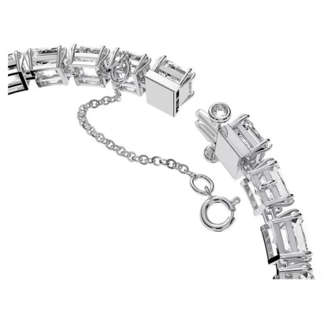 Matrix Square Cut Bracelet with White Crystal in Rhodium Silver - Image 3
