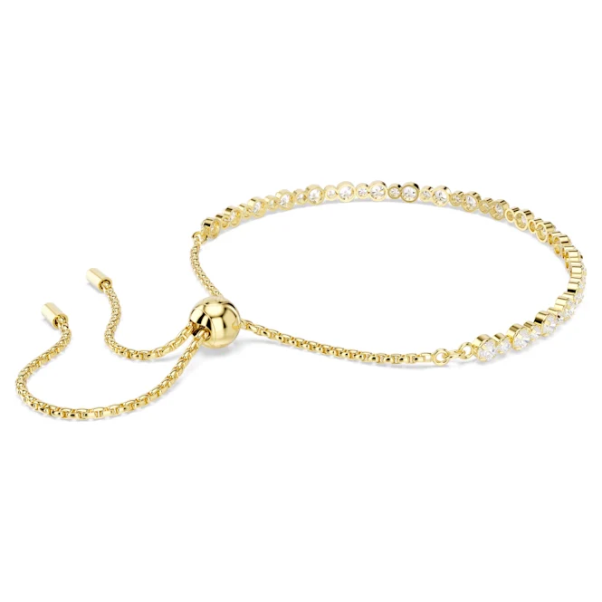 Matrix Tennis Bracelet with Round-Cut White Crystal in Gold - Image 2
