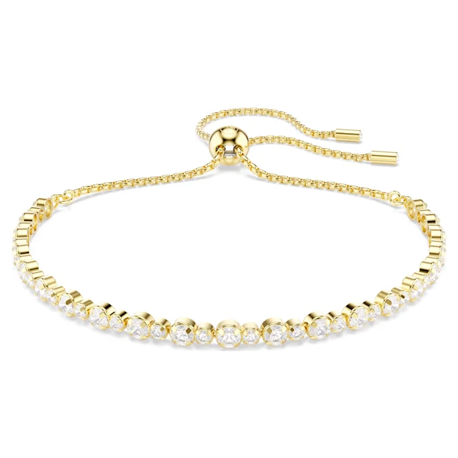 Matrix Tennis Bracelet with Round-Cut White Crystal in Gold - Image 4