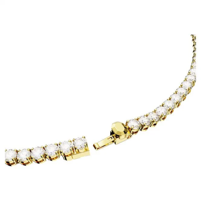 Matrix Tennis Necklace with Round-Cut White Crystal in Gold - Image 2
