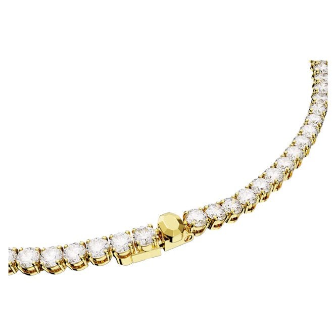Matrix Tennis Necklace with Round-Cut White Crystal in Gold - Image 4