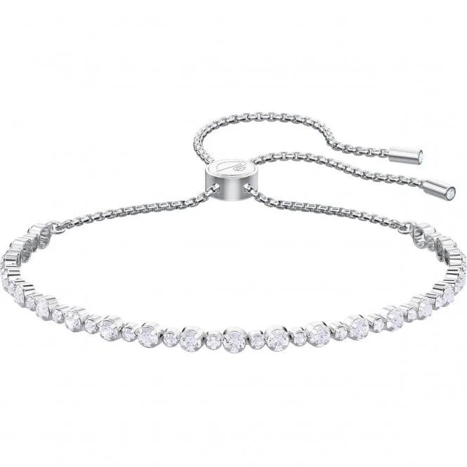 Matrix Tennis White Crystal Bracelet in Rhodium Silver