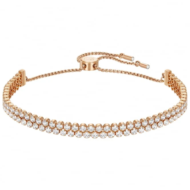Matrix Tennis White Crystal Bracelet in Rose Gold