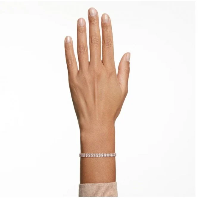 Matrix Tennis White Crystal Bracelet in Rose Gold - Image 2