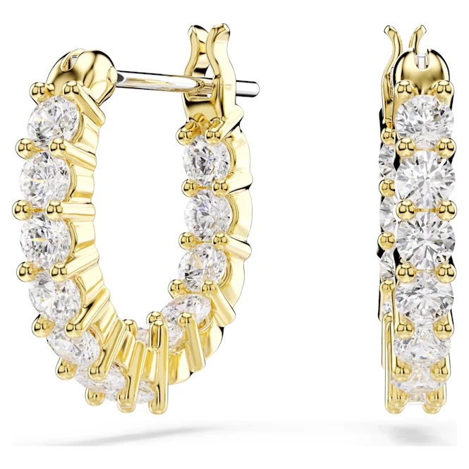 Matrix Vittore Hoop Earrings with Round-Cut White Crystal in Gold