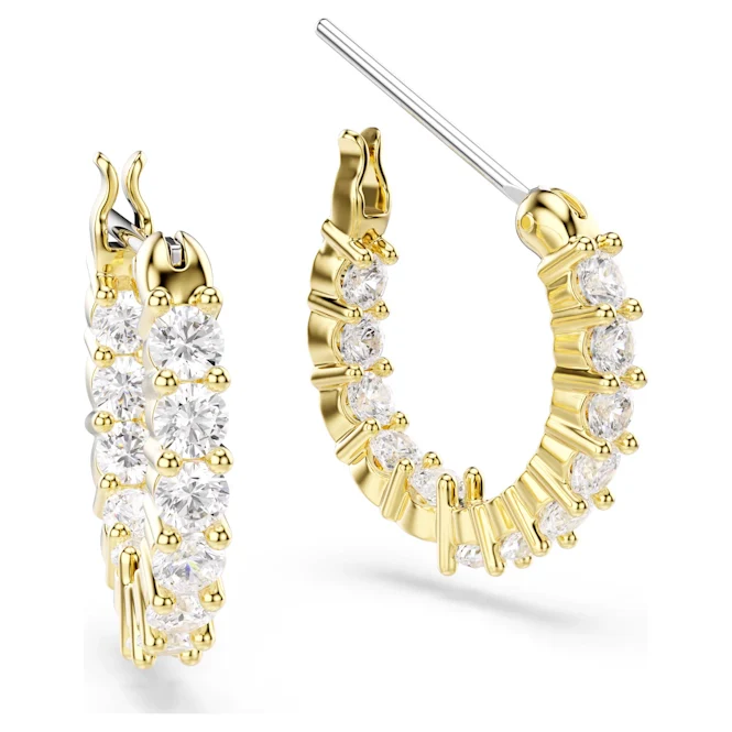Matrix Vittore Hoop Earrings with Round-Cut White Crystal in Gold - Image 2
