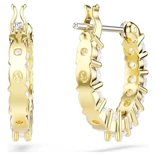 Matrix Vittore Hoop Earrings with Round-Cut White Crystal in Gold - Image 3