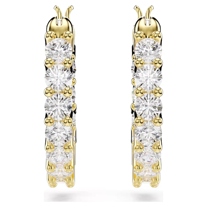 Matrix Vittore Hoop Earrings with Round-Cut White Crystal in Gold - Image 4