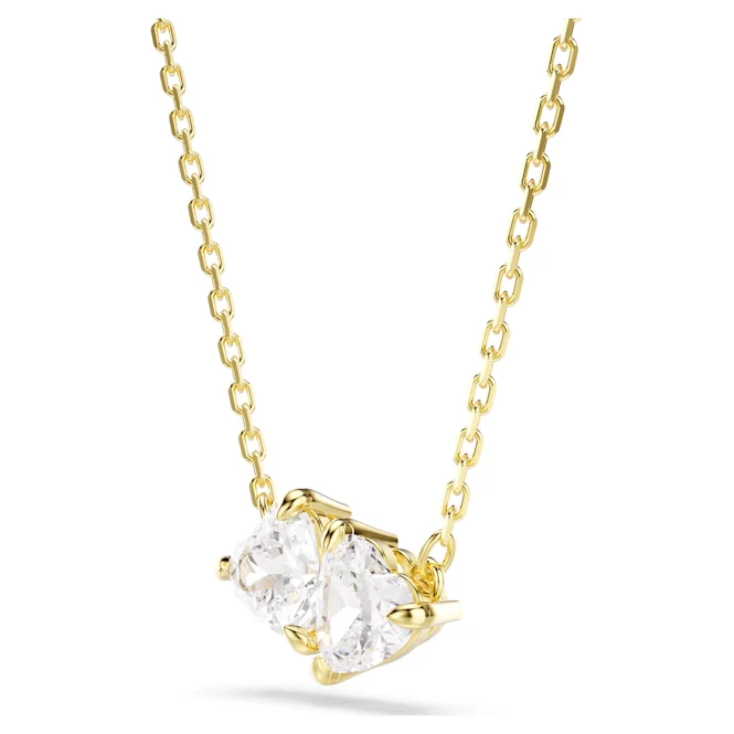 Mesmera Heart Necklace with White Crystal in Gold - Image 4