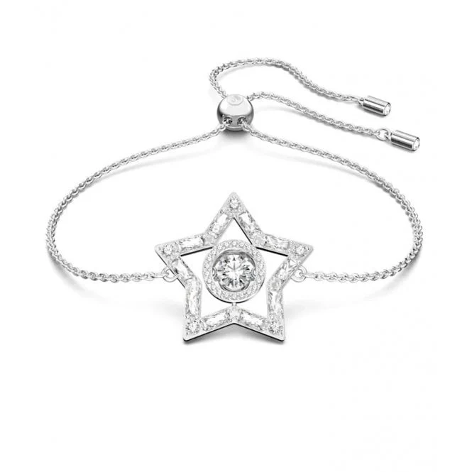 Stella Star Bracelet with White Crystal in Rhodium Silver