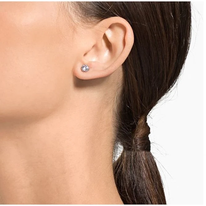Stilla Attract White Crystal Stud Earrings in Rhodium Silver - Image 2