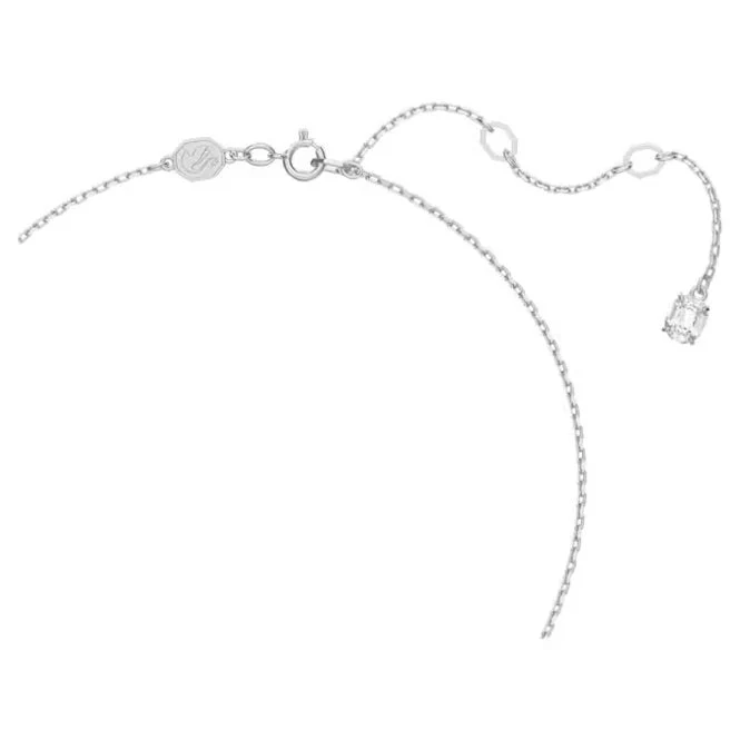 Stilla Necklace & Earrings Set with Round-Cut White Crystal in Rhodium Silver - Image 3