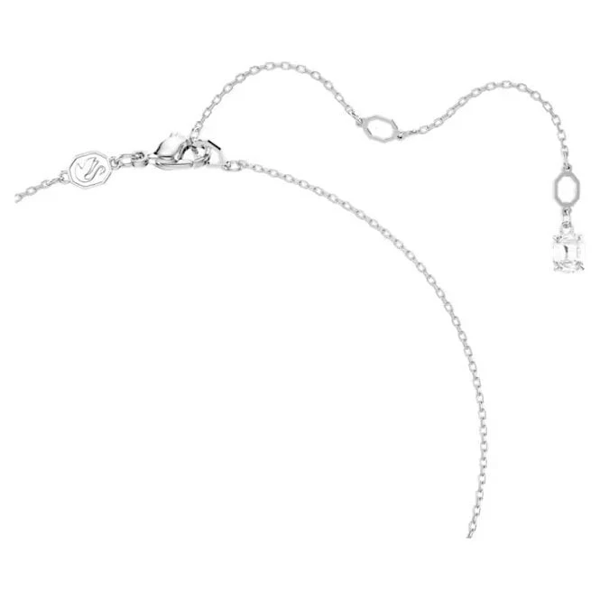 Stilla Pendant Necklace with Octagon-Cut White Crystal in Rhodium Silver - Image 3