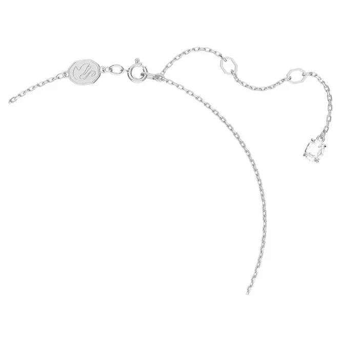 Stilla Pendant Necklace with Pear-Cut White Crystal in Rhodium Silver - Image 3