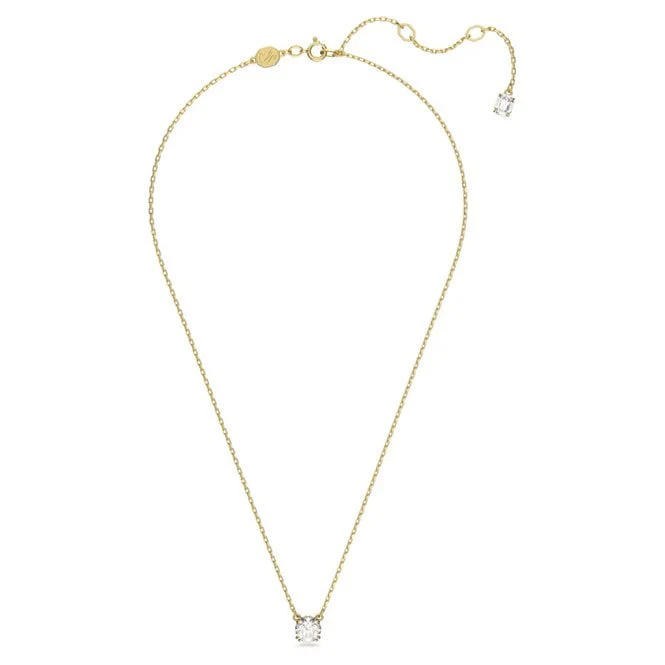 Stilla Pendant Necklace with Round-Cut White Crystal in Gold - Image 4