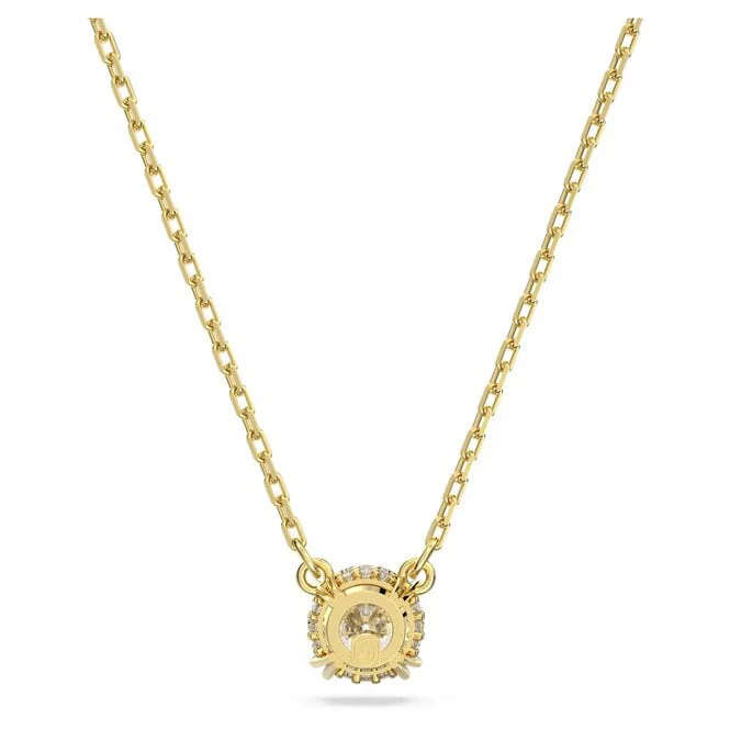 Stilla Pendant Necklace with Round-Cut White Crystal in Gold - Image 5