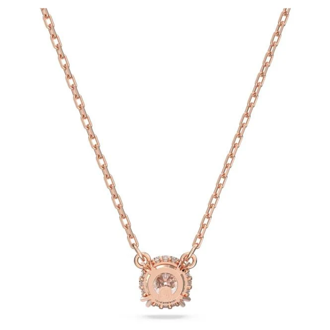 Stilla Pendant Necklace with Round-Cut White Crystal in Rose Gold - Image 4