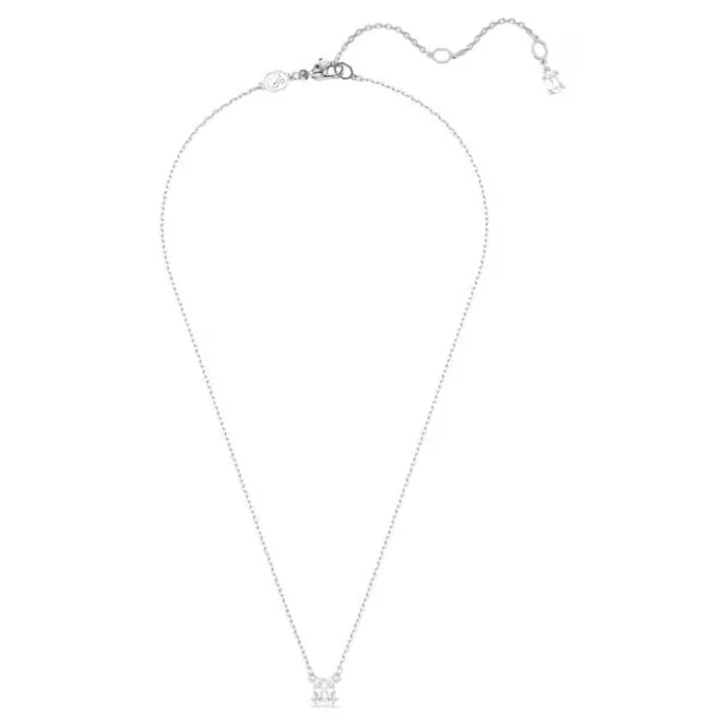 Stilla Pendant Necklace with Square-Cut White Crystal in Rhodium Silver - Image 2