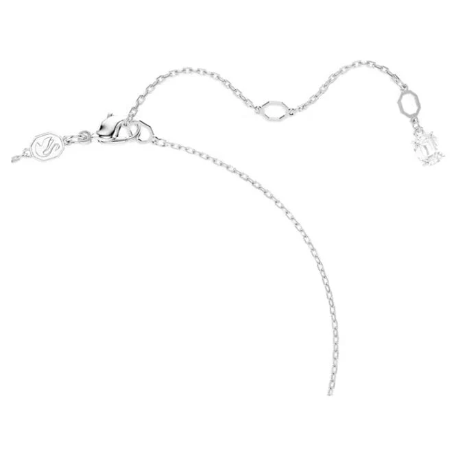 Stilla Pendant Necklace with Square-Cut White Crystal in Rhodium Silver - Image 3
