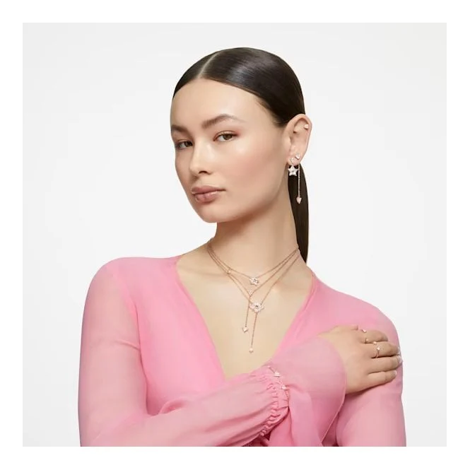 Stilla Y Necklace with Triangle-Cut White Crystal in Rose Gold - Image 4