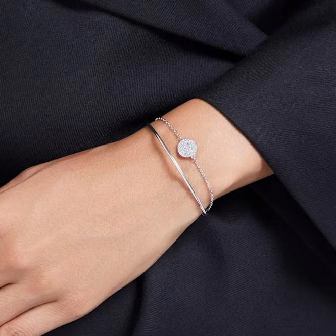 Sublima Bangle with White Crystal in Rhodium Silver - Image 4