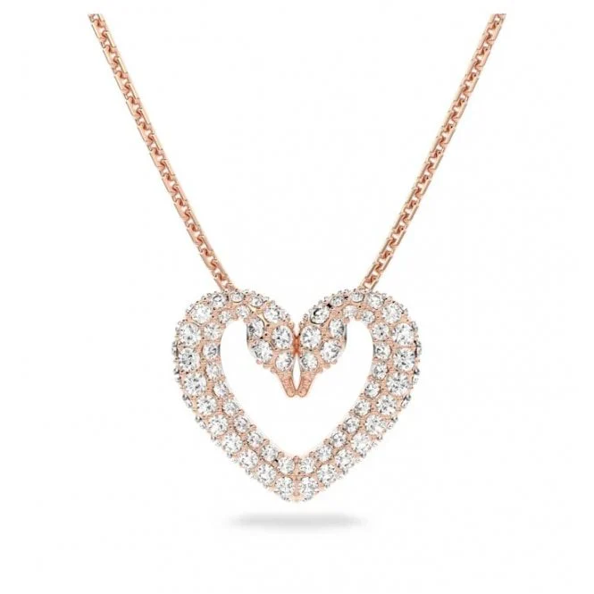 Sublima Small Heart Pendant Necklace with White Crystal in Rose Gold