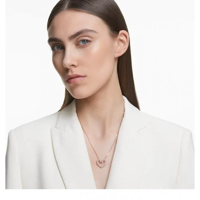 Sublima Small Heart Pendant Necklace with White Crystal in Rose Gold - Image 3