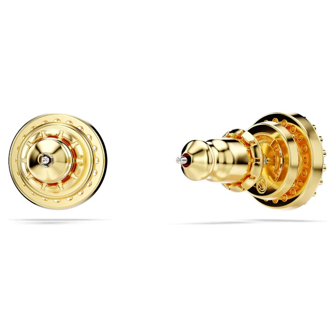Una Angelic Stud Earrings with Round-Cut White Crystal in Gold - Image 2