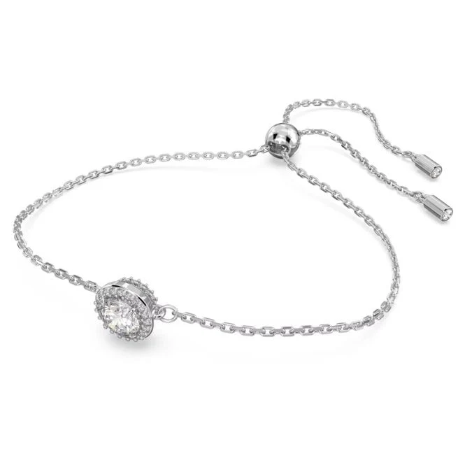 Una Bracelet with Round-Cut White Crystal Pave in Rhodium Silver - Image 2