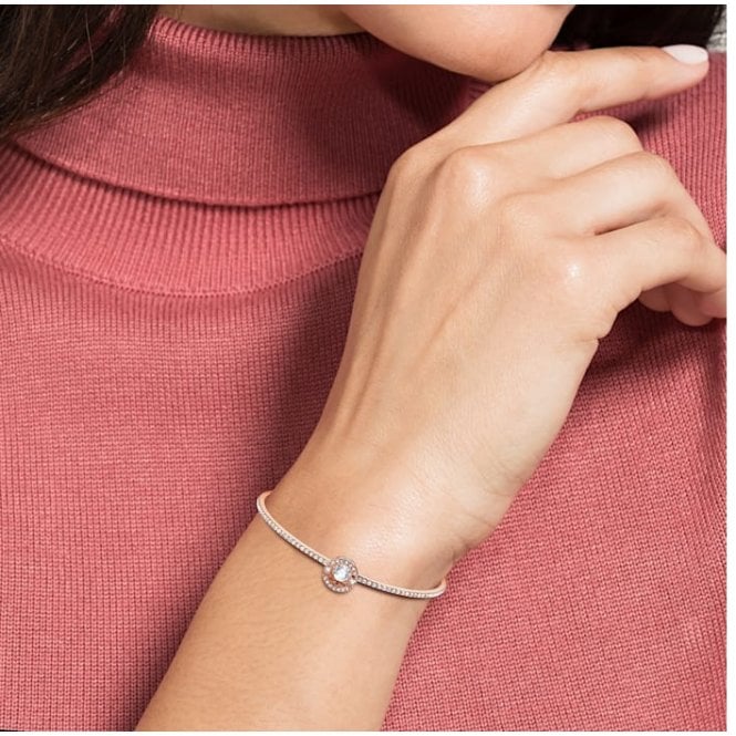 Una Dance White Crystal Bangle in Rose Gold - Image 2
