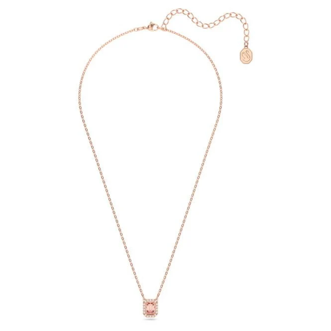 Una Necklace with Octagon-Cut Pink Crystal in Rose Gold - Image 2
