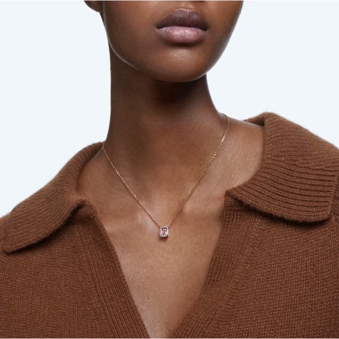 Una Necklace with Octagon-Cut Pink Crystal in Rose Gold - Image 4