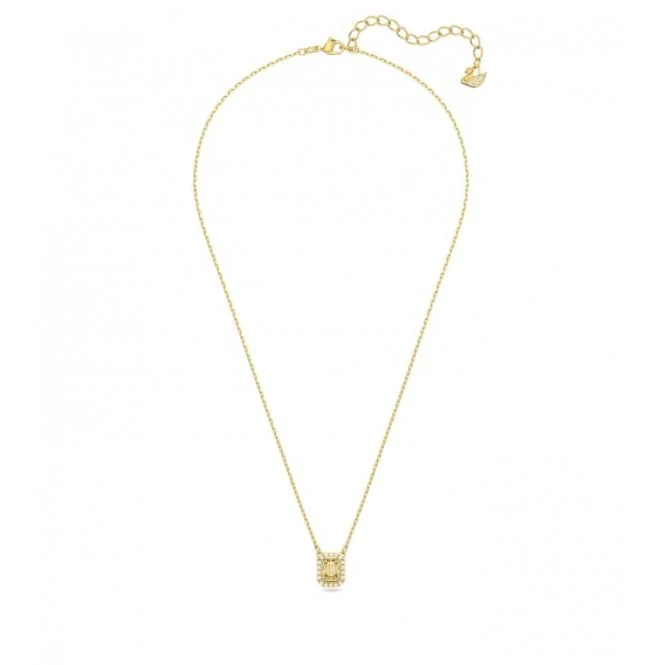 Una Octagon Cut Pendant Necklace with Yellow Crystal in Gold - Image 2